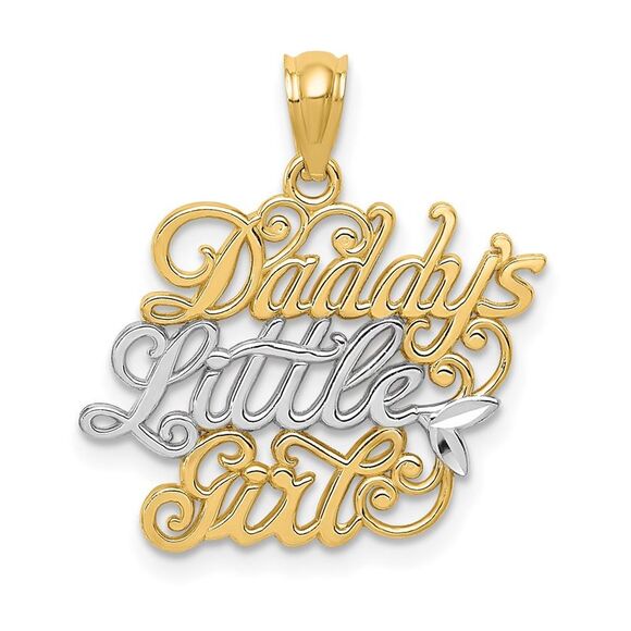 14k Yellow Gold & Rhodium DADDYS LITTLE GIRL Pendant,All Products : American Fashion Style Bags On Sale